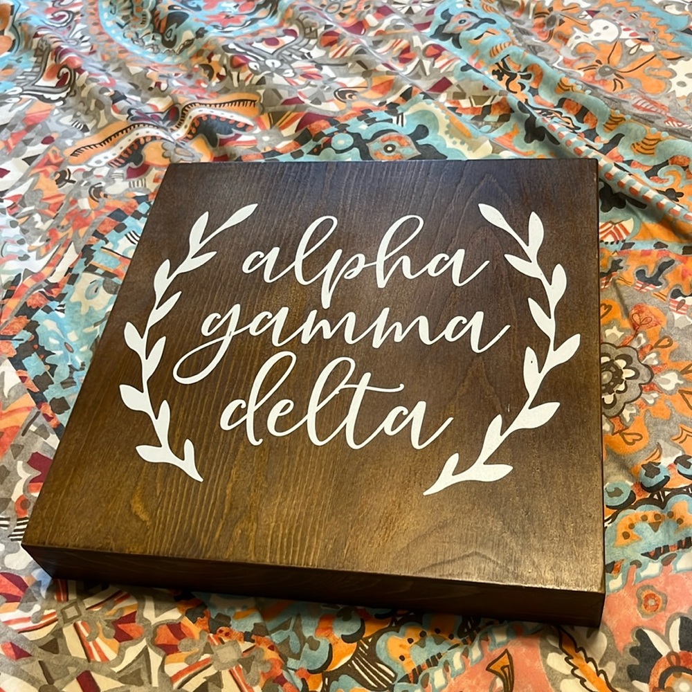Alpha Gamma Delta Wood sign